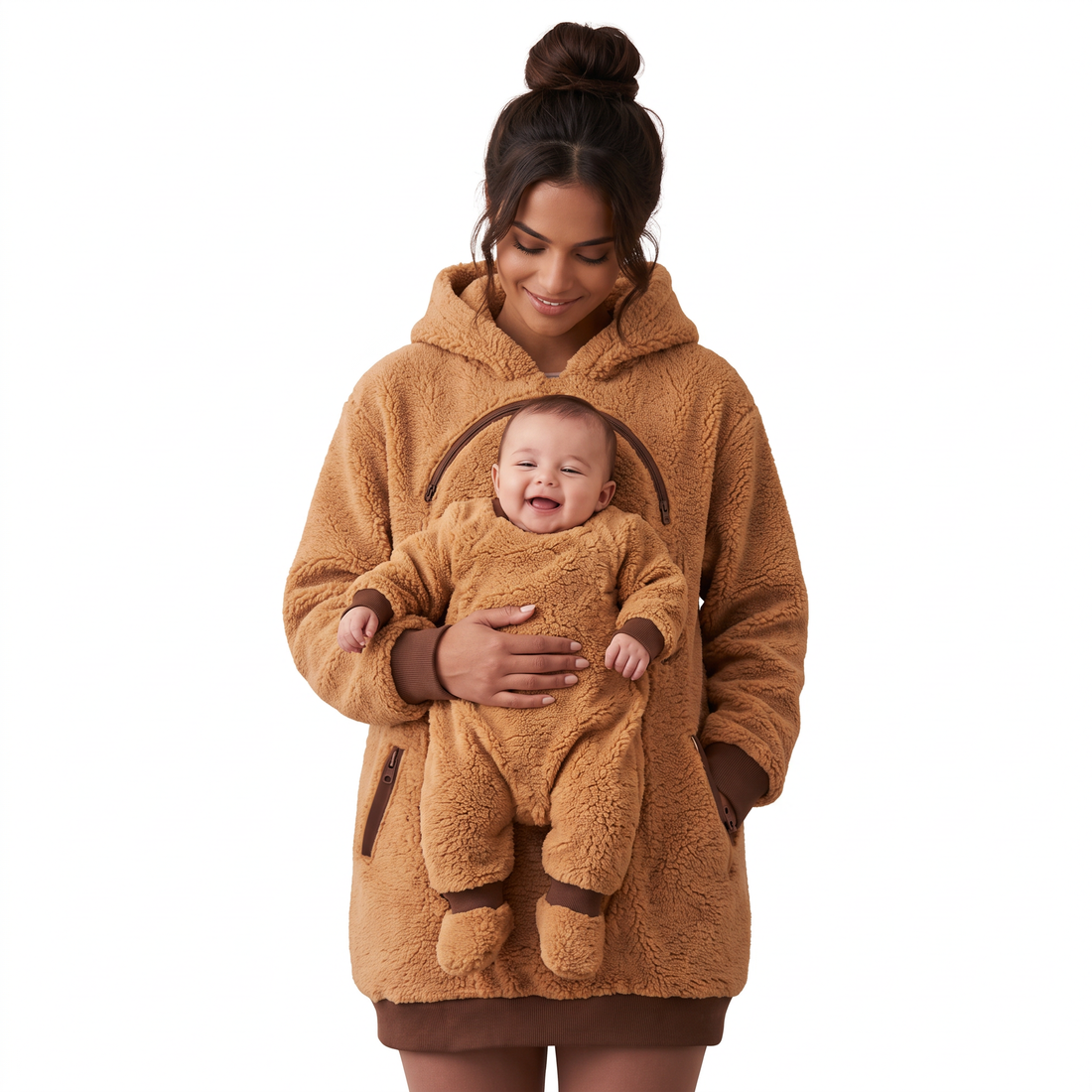 Sudadera Lunubé color Moka con bolsillo para bebé