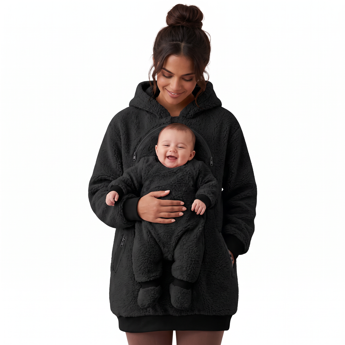 Sudadera Lunubé color Negro con bolsillo para bebé